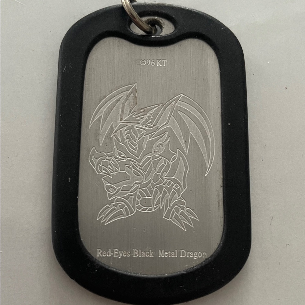 Vintage Yu-Gi-Oh Red-Eyes Black Metal Dragon Dog Tag 1996 Yugioh